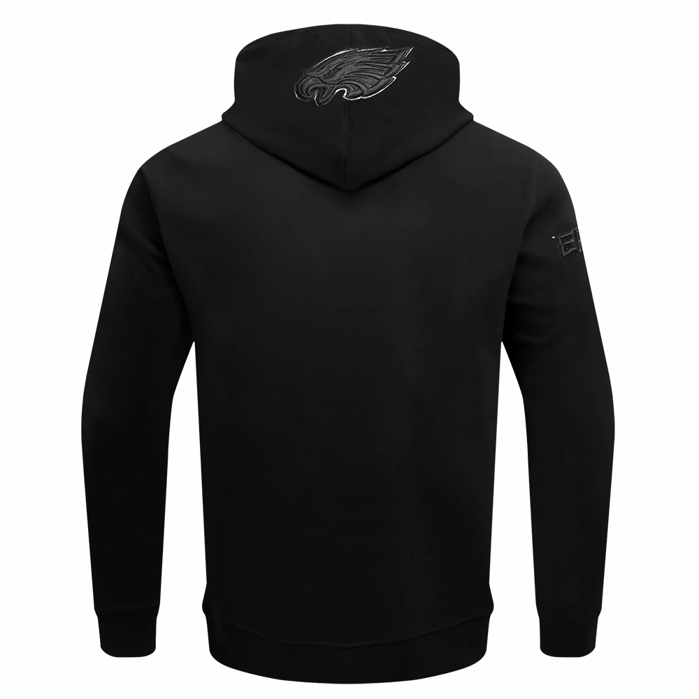 NFL PHILADELPHIA EAGLES TRIPLE BLACK MEN'S DOUBLE KNIT PULLOVER HOODIE (TRIPLE BLACK MEN'S)