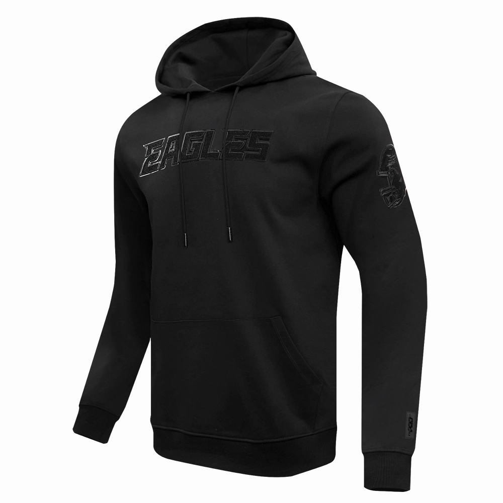 NFL PHILADELPHIA EAGLES TRIPLE BLACK MEN'S DOUBLE KNIT PULLOVER HOODIE (TRIPLE BLACK MEN'S)