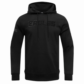 NFL PHILADELPHIA EAGLES TRIPLE BLACK MEN'S DOUBLE KNIT PULLOVER HOODIE (TRIPLE BLACK MEN'S)