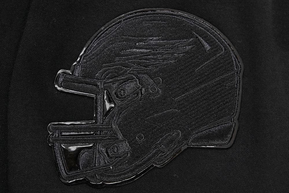 NFL PHILADELPHIA EAGLES TRIPLE BLACK MEN'S DOUBLE KNIT PULLOVER HOODIE (TRIPLE BLACK MEN'S)