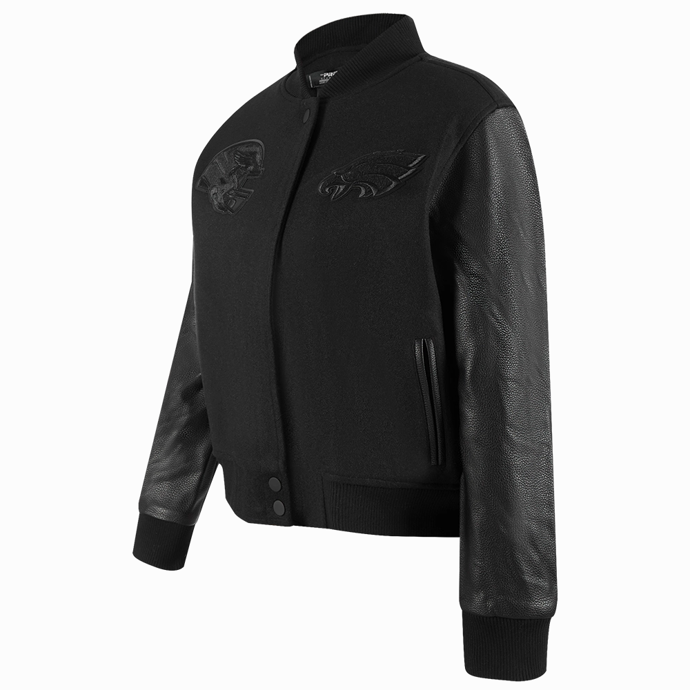 NFL PHILADELPHIA EAGLES TRIPLE BLACK WOMEN'S WOOL VARSITY JACKET (TRIPLE BLACK)