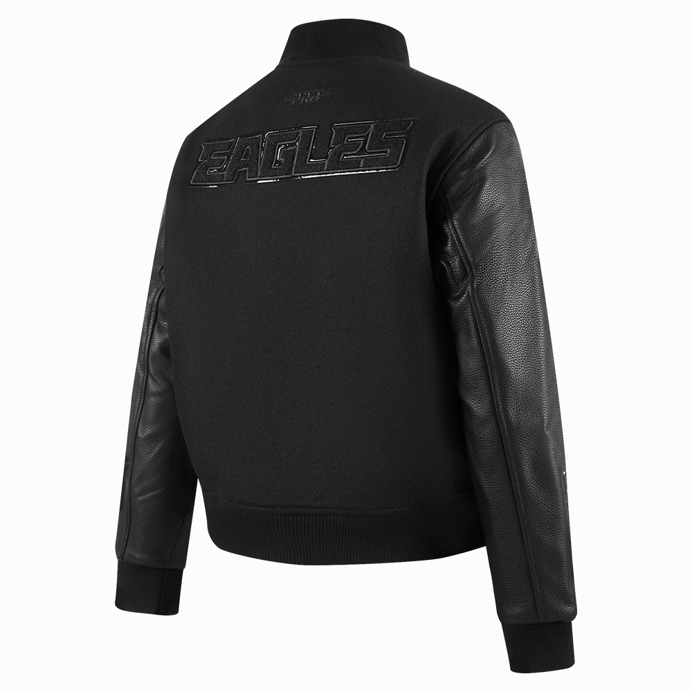 NFL PHILADELPHIA EAGLES TRIPLE BLACK WOMEN'S WOOL VARSITY JACKET (TRIPLE BLACK)