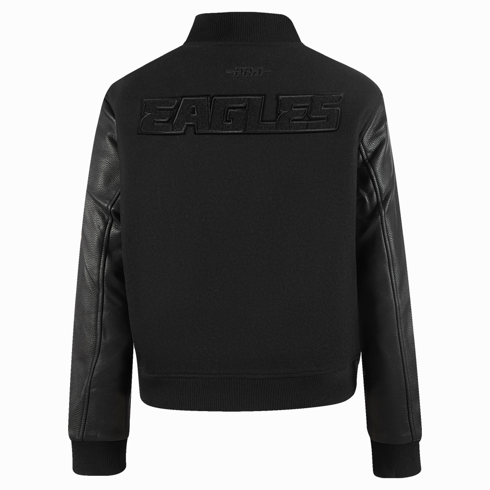NFL PHILADELPHIA EAGLES TRIPLE BLACK WOMEN'S WOOL VARSITY JACKET (TRIPLE BLACK)
