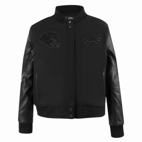 NFL PHILADELPHIA EAGLES TRIPLE BLACK WOMEN'S WOOL VARSITY JACKET (TRIPLE BLACK)