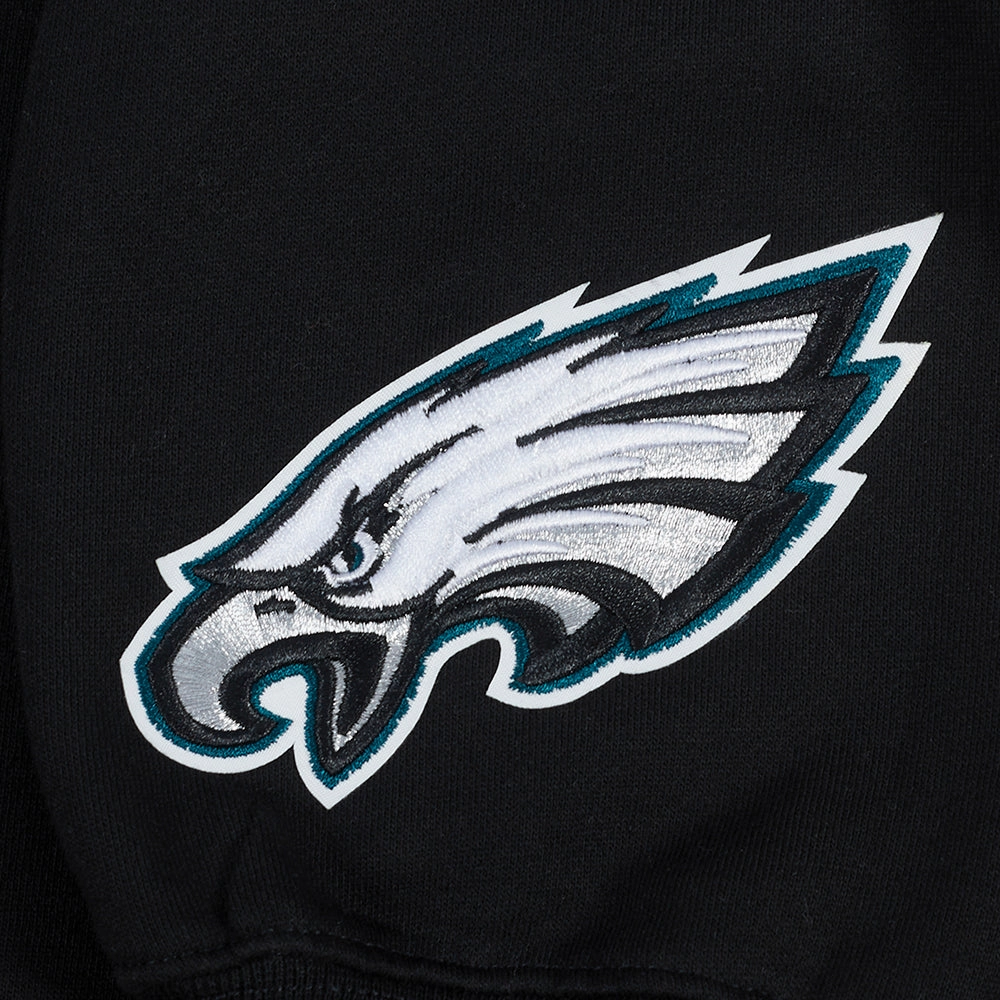 NFL PHILADELPHIA EAGLES WINGSPAN MEN'S DROP SHOULDER FLEECE CREWNECK (BLACK)