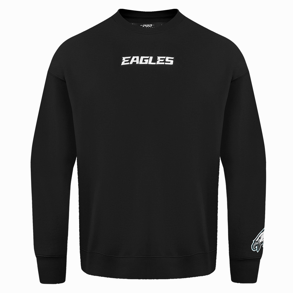 NFL PHILADELPHIA EAGLES WINGSPAN MEN'S DROP SHOULDER FLEECE CREWNECK (BLACK)