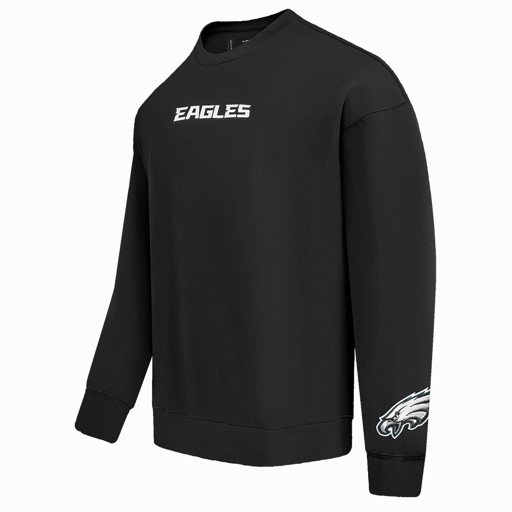 NFL PHILADELPHIA EAGLES WINGSPAN MEN'S DROP SHOULDER FLEECE CREWNECK (BLACK)
