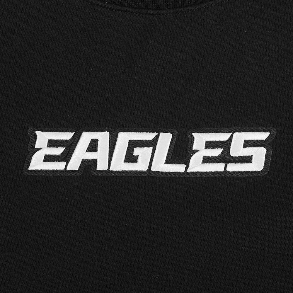 NFL PHILADELPHIA EAGLES WINGSPAN MEN'S DROP SHOULDER FLEECE CREWNECK (BLACK)