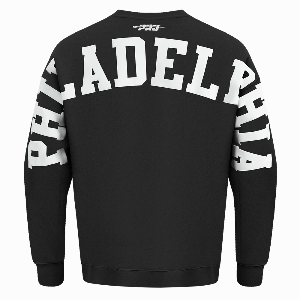 NFL PHILADELPHIA EAGLES WINGSPAN MEN'S DROP SHOULDER FLEECE CREWNECK (BLACK)