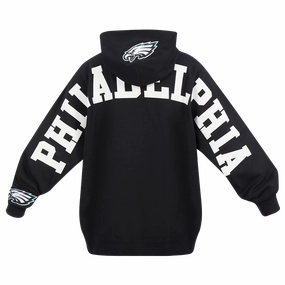 NFL PHILADELPHIA EAGLES WINGSPAN MEN'S DROP SHOULDER FLEECE PULLOVER HOODIE (BLACK)