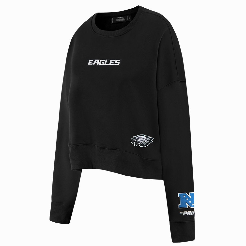 NFL PHILADELPHIA EAGLES WINGSPAN WOMEN'S FLEECE CREWNECK (BLACK)