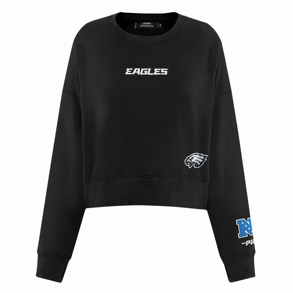 NFL PHILADELPHIA EAGLES WINGSPAN WOMEN'S FLEECE CREWNECK (BLACK)