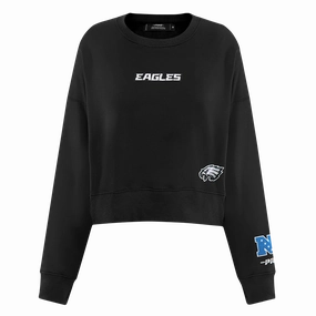 NFL PHILADELPHIA EAGLES WINGSPAN WOMEN'S FLEECE CREWNECK (BLACK)