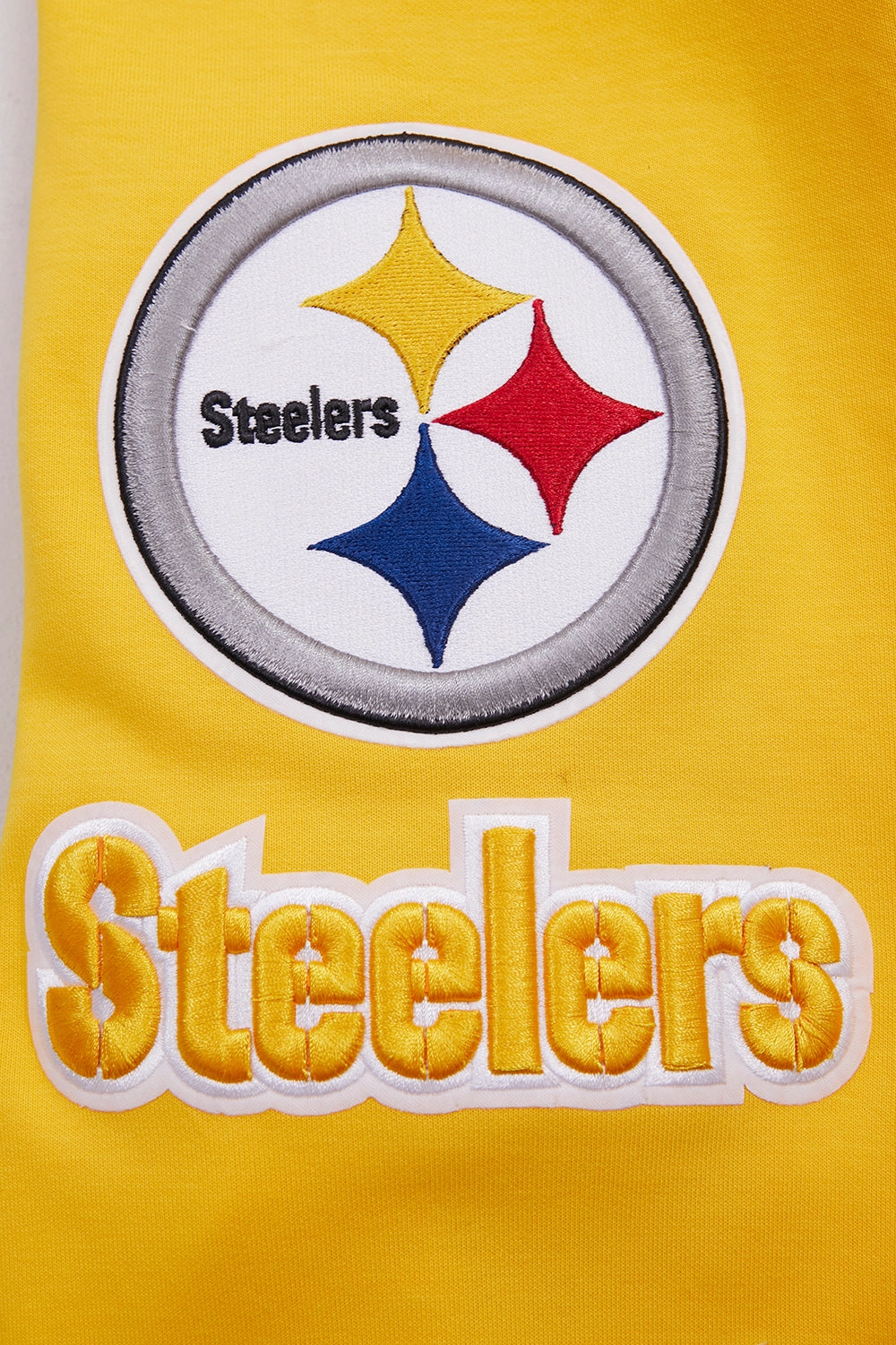 NFL PITTSBURGH STEELERS CLASSIC CHENILLE MEN'S DOUBLE KNIT  FULL ZIP HOODIE (YELLOW)