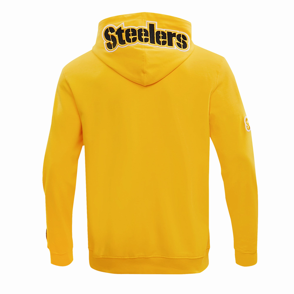 NFL PITTSBURGH STEELERS CLASSIC CHENILLE MEN'S DOUBLE KNIT  FULL ZIP HOODIE (YELLOW)