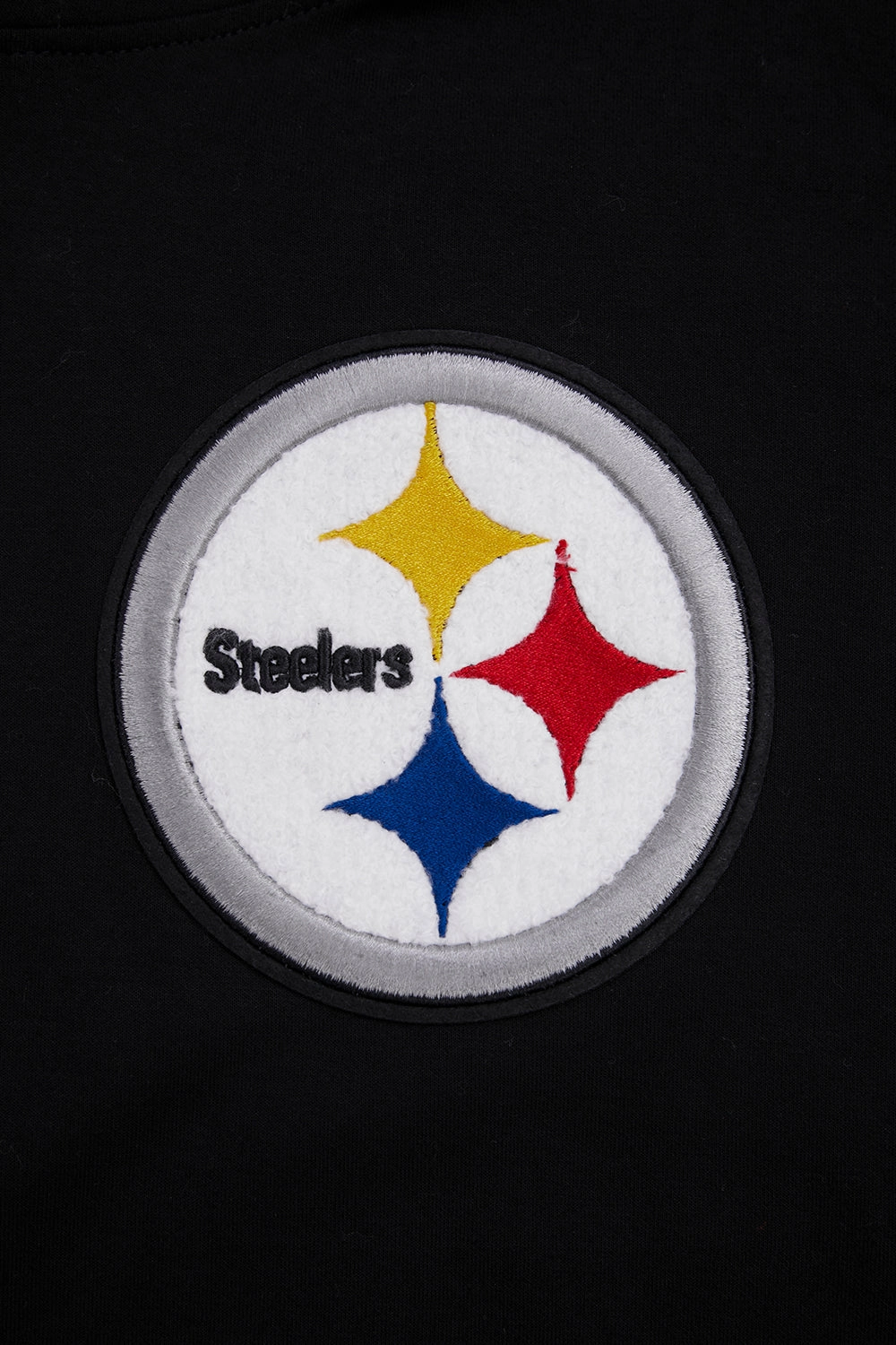 NFL PITTSBURGH STEELERS CLASSIC CHENILLE MEN'S DOUBLE KNIT PULLOVER HOODIE (BLACK)