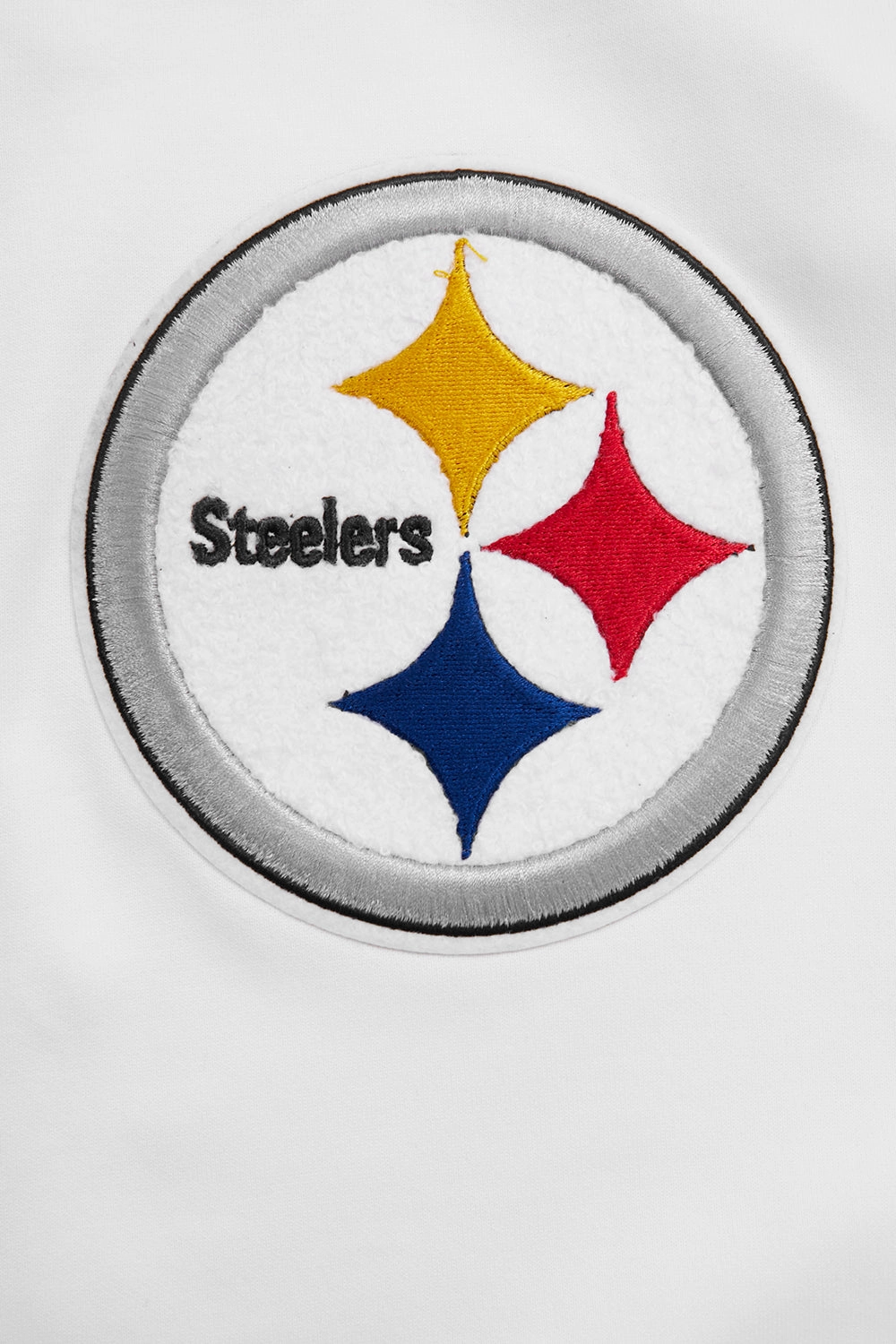 NFL PITTSBURGH STEELERS CLASSIC CHENILLE MEN'S DOUBLE KNIT PULLOVER HOODIE (WHITE)
