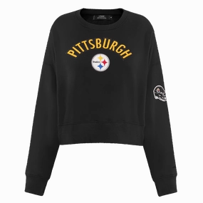 NFL PITTSBURGH STEELERS CLASSIC WOMEN'S FLEECE CREWNECK (BLACK)