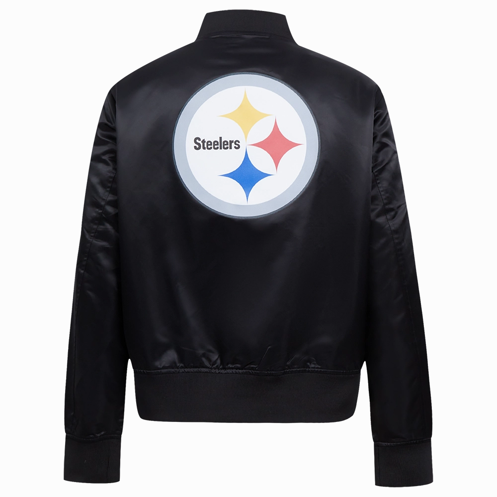 NFL PITTSBURGH STEELERS CLASSIC WOMEN'S SATIN JACKET (BLACK)