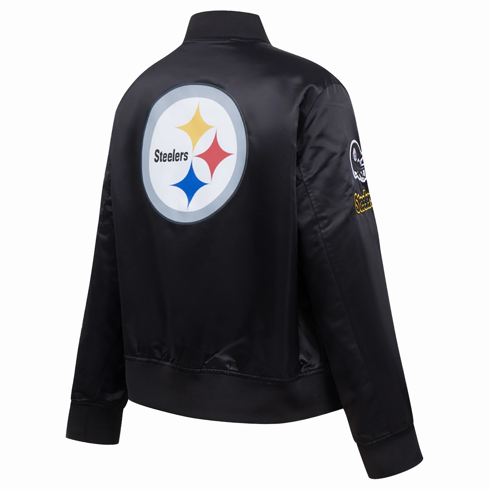 NFL PITTSBURGH STEELERS CLASSIC WOMEN'S SATIN JACKET (BLACK)