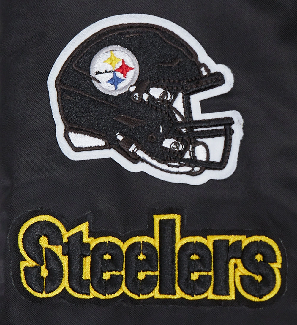 NFL PITTSBURGH STEELERS CLASSIC WOMEN'S SATIN JACKET (BLACK)