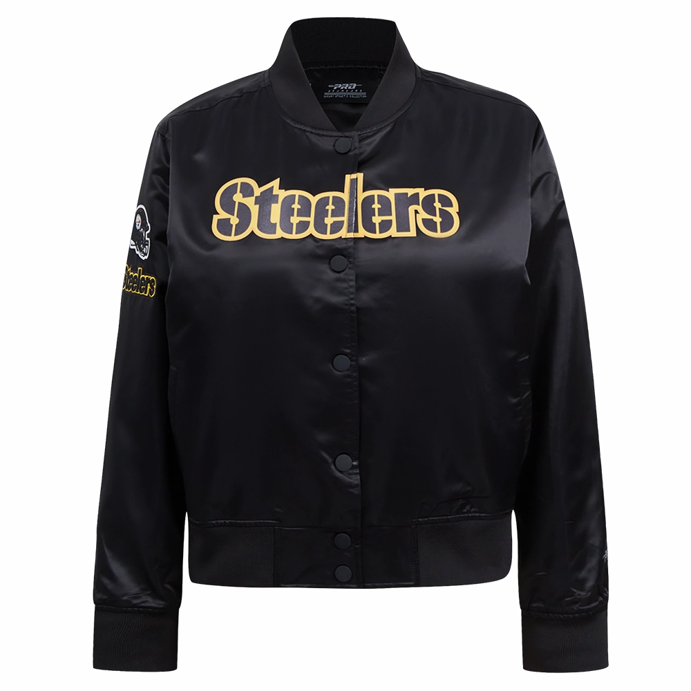 NFL PITTSBURGH STEELERS CLASSIC WOMEN'S SATIN JACKET (BLACK)