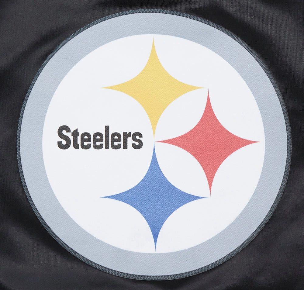NFL PITTSBURGH STEELERS CLASSIC WOMEN'S SATIN JACKET (BLACK)