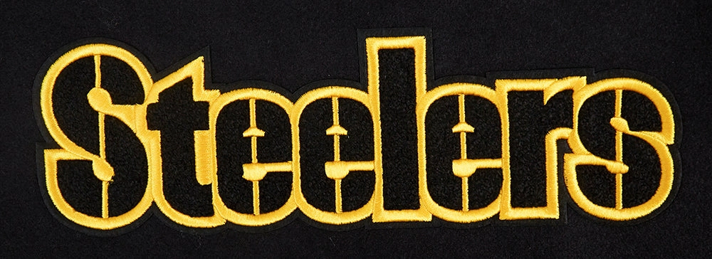 NFL PITTSBURGH STEELERS CLASSIC WOMEN'S WOOL VARSITY JACKET (BLACK/WHITE)