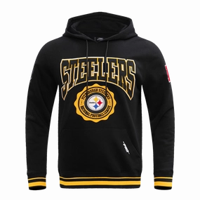 NFL PITTSBURGH STEELERS CREST EMBLEM MEN'S RIB PO HOODIE (BLACK/YELLOW)