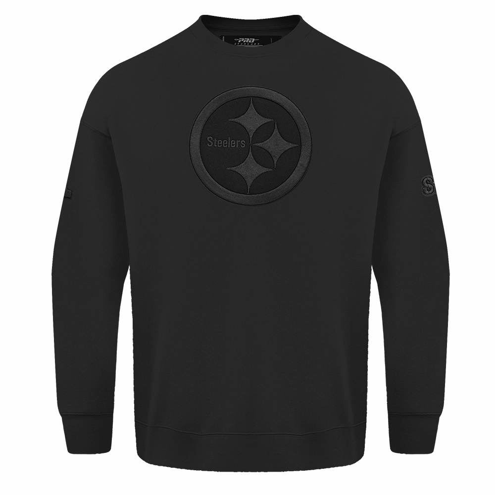 NFL PITTSBURGH STEELERS NEUTRAL DROP SHOULDER FLEECE CREWNECK (BLACK)