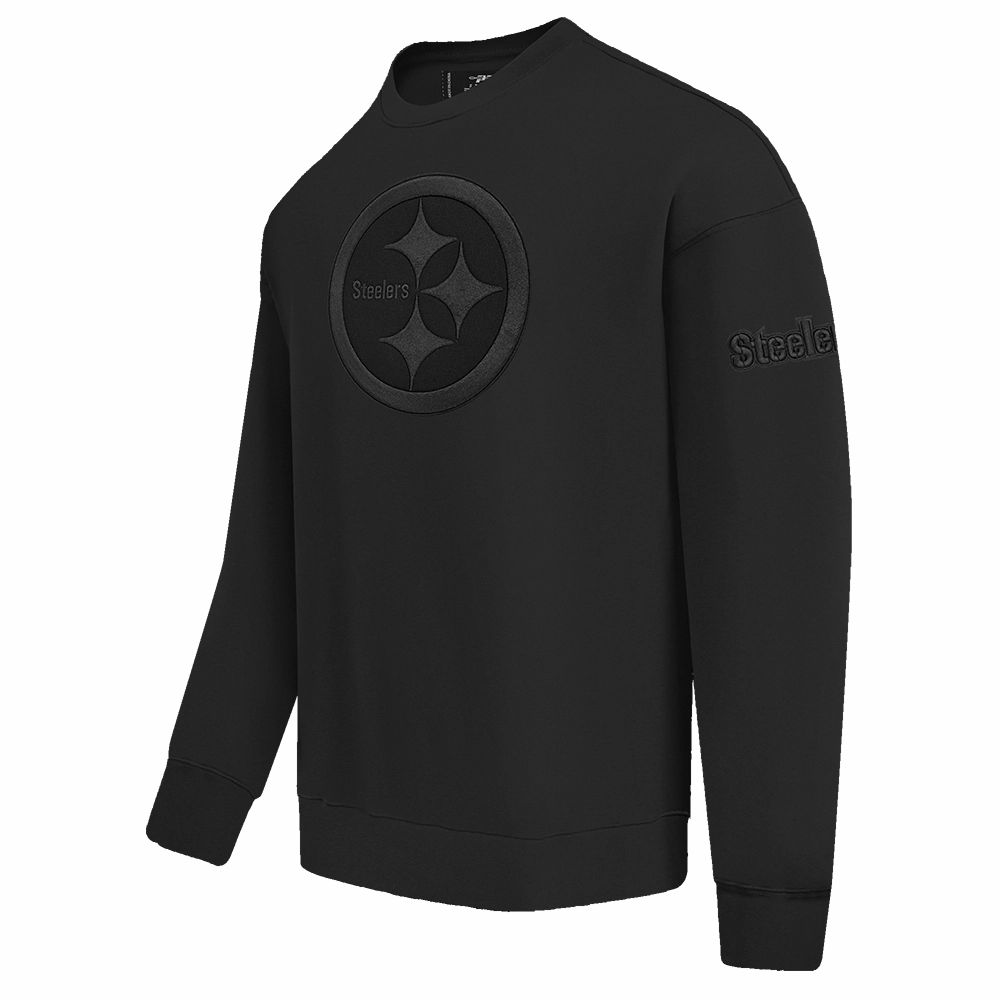 NFL PITTSBURGH STEELERS NEUTRAL DROP SHOULDER FLEECE CREWNECK (BLACK)