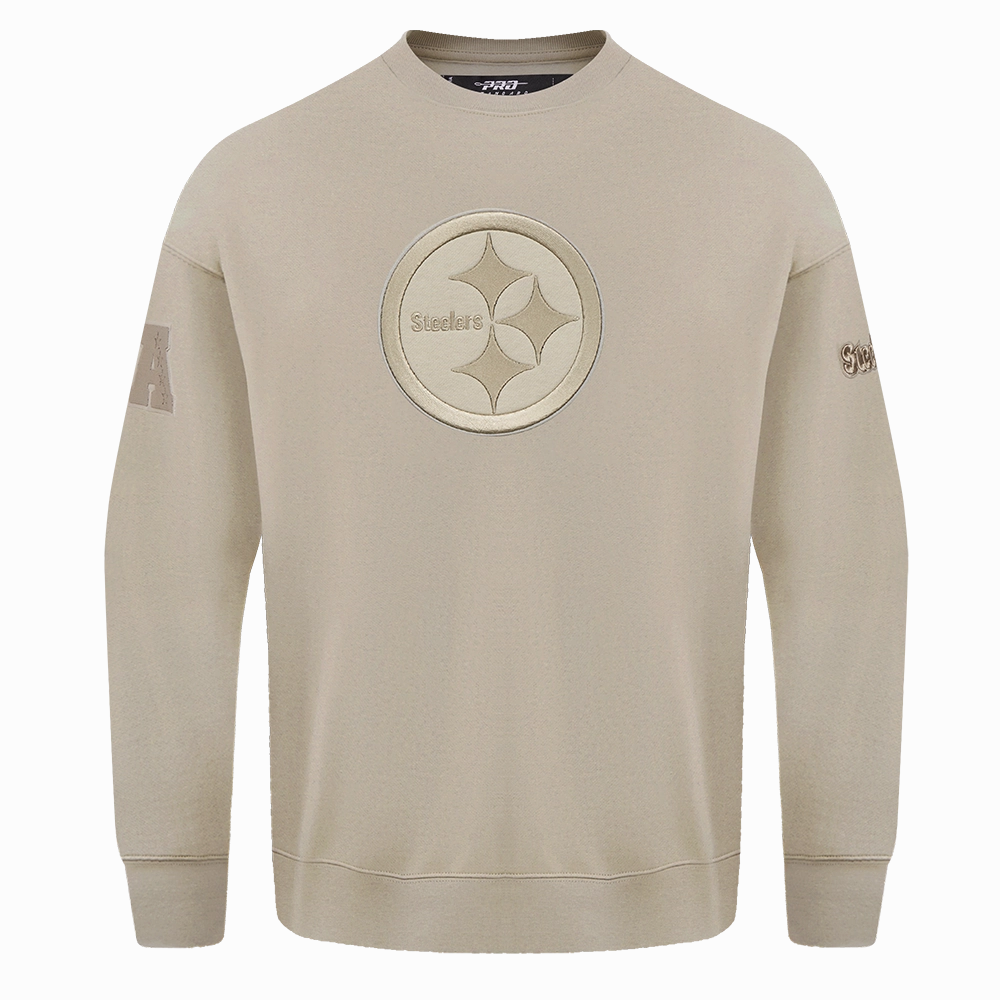 NFL PITTSBURGH STEELERS NEUTRAL DROP SHOULDER FLEECE CREWNECK (TAUPE)