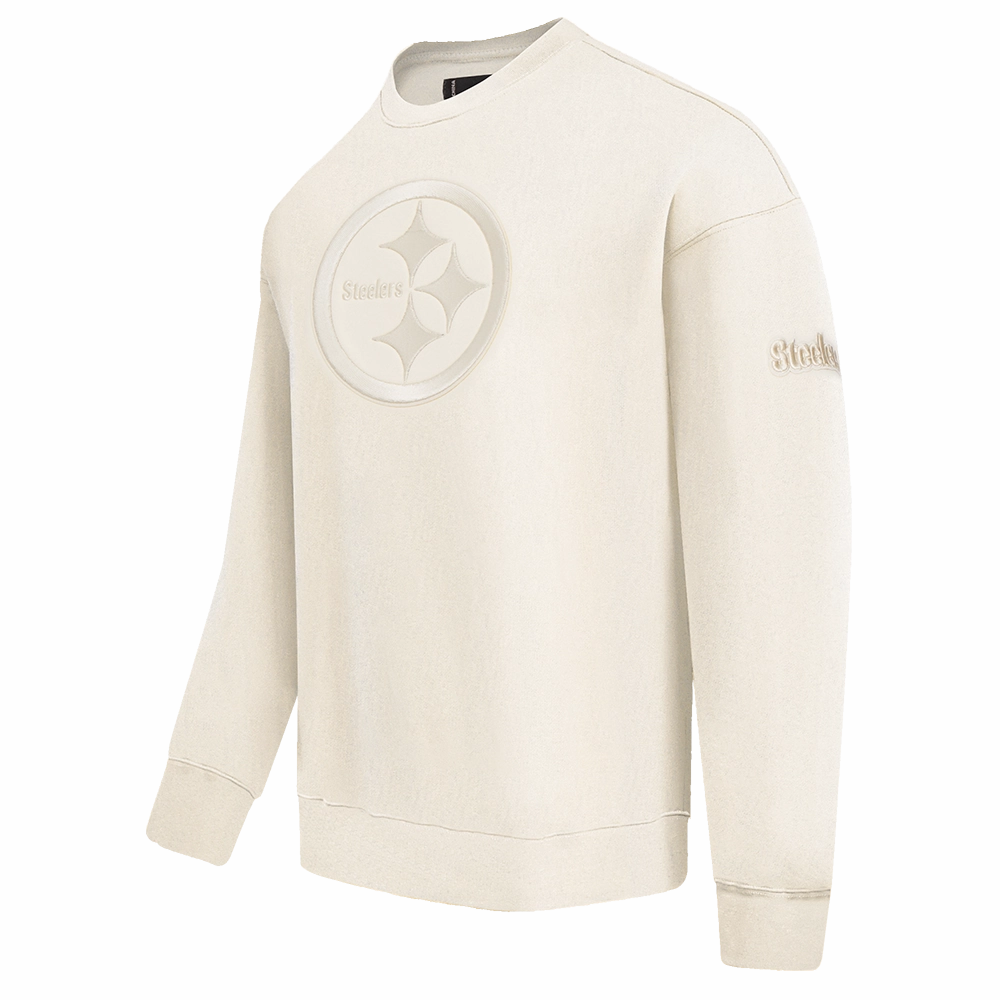 NFL PITTSBURGH STEELERS NEUTRAL DROP SHOULDER MEN'S CREWNECK (EGGSHELL)