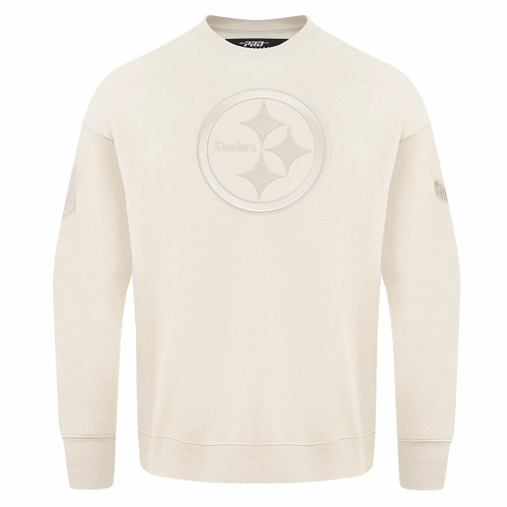 NFL PITTSBURGH STEELERS NEUTRAL DROP SHOULDER MEN'S CREWNECK (EGGSHELL)