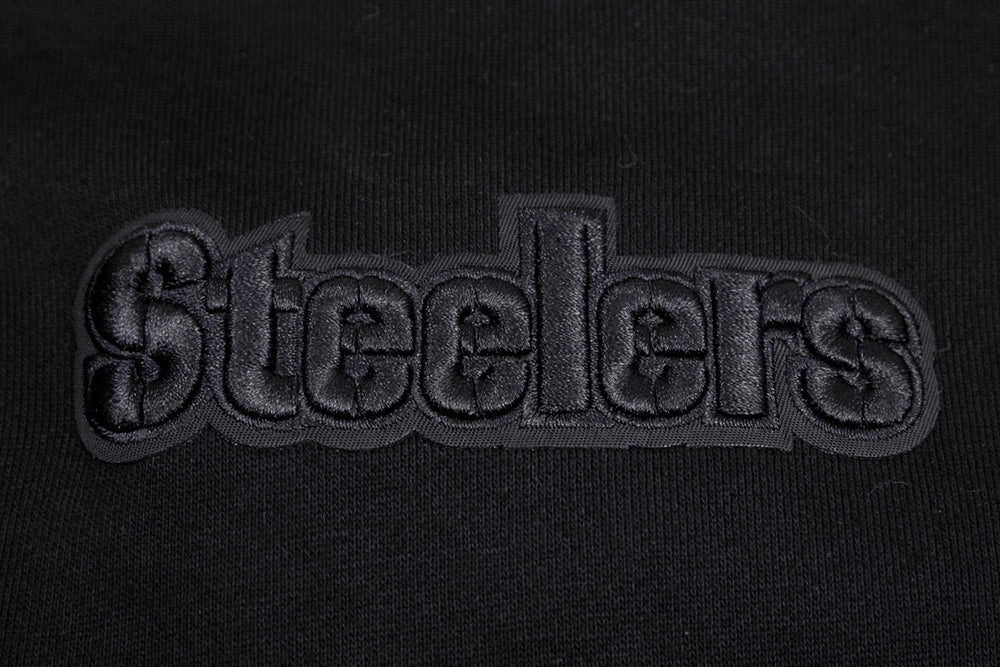 NFL PITTSBURGH STEELERS NEUTRAL DROP SHOULDER MEN'S PULLOVER HOODIE (BLACK)
