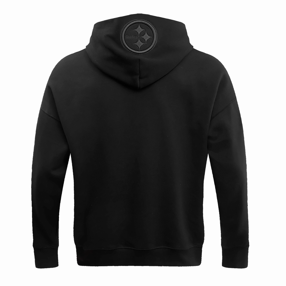 NFL PITTSBURGH STEELERS NEUTRAL DROP SHOULDER MEN'S PULLOVER HOODIE (BLACK)