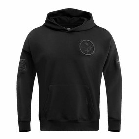 NFL PITTSBURGH STEELERS NEUTRAL DROP SHOULDER MEN'S PULLOVER HOODIE (BLACK)