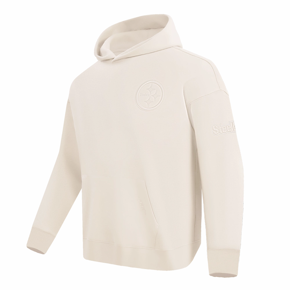 NFL PITTSBURGH STEELERS NEUTRAL DROP SHOULDER MEN'S PULLOVER HOODIE (EGGSHELL)