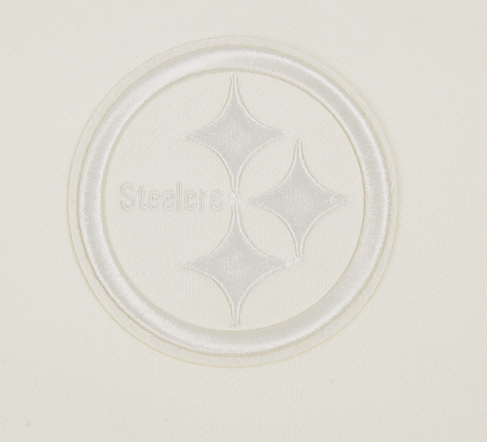 NFL PITTSBURGH STEELERS NEUTRAL DROP SHOULDER MEN'S PULLOVER HOODIE (EGGSHELL)