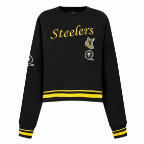 NFL PITTSBURGH STEELERS RETRO CLASSIC WOMEN'S CREWNECK (BLACK/YELLOW)