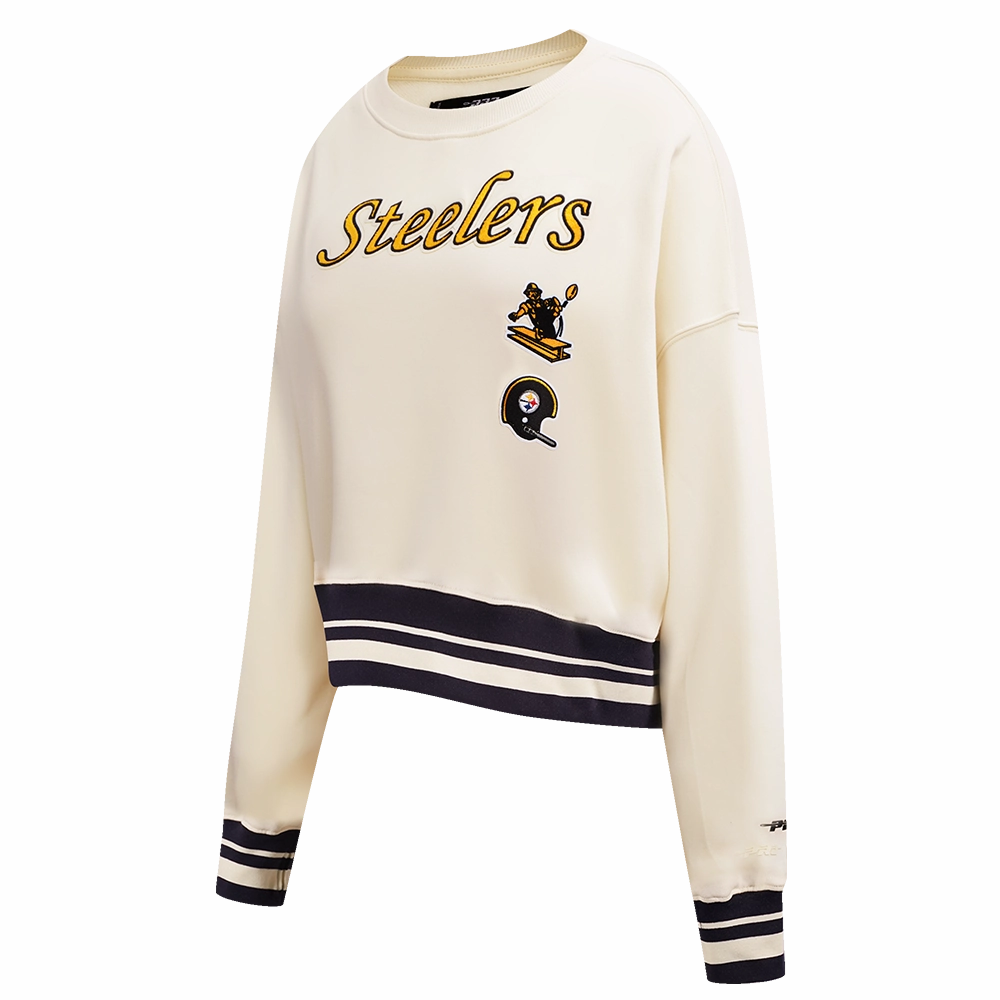 NFL PITTSBURGH STEELERS RETRO CLASSIC WOMEN'S CREWNECK (EGGSHELL/ BLACK)