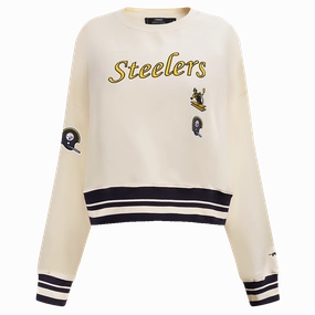 NFL PITTSBURGH STEELERS RETRO CLASSIC WOMEN'S CREWNECK (EGGSHELL/ BLACK)
