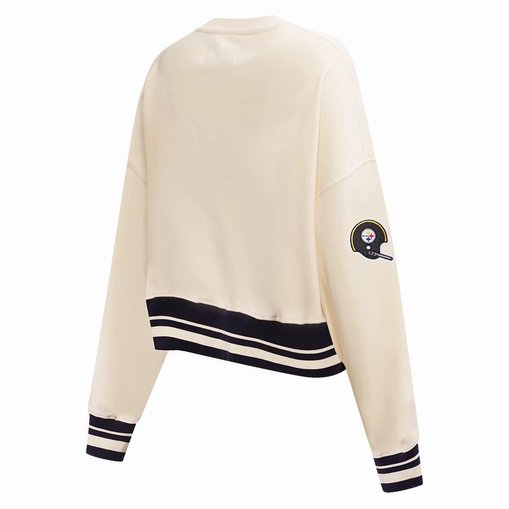 NFL PITTSBURGH STEELERS RETRO CLASSIC WOMEN'S CREWNECK (EGGSHELL/ BLACK)