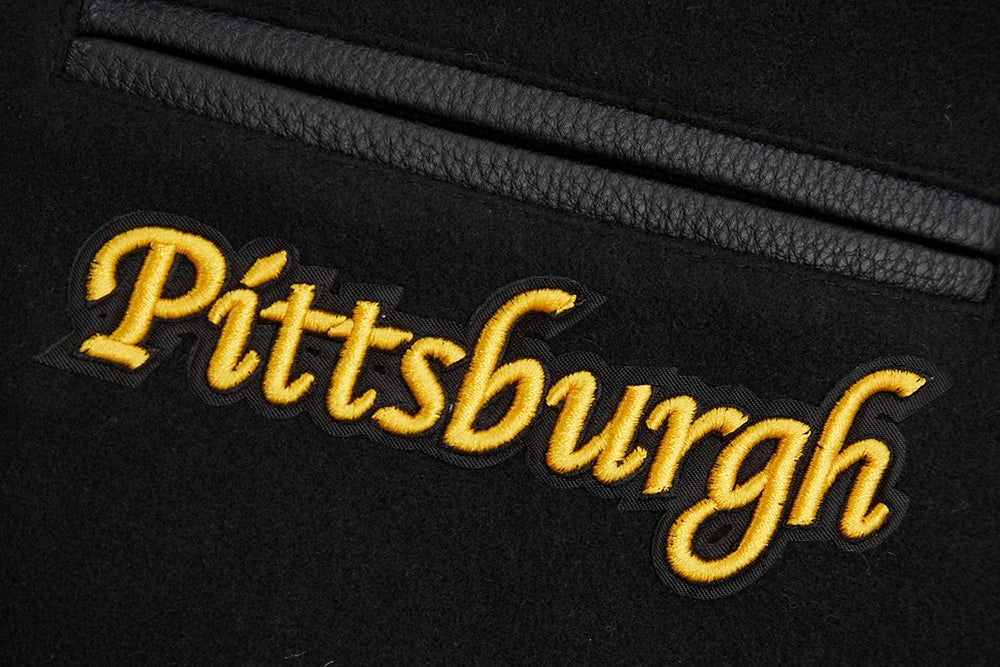 NFL PITTSBURGH STEELERS RETRO CLASSIC WOMEN'S RIB WOOL VARSITY JACKET (BLACK/YELLOW)