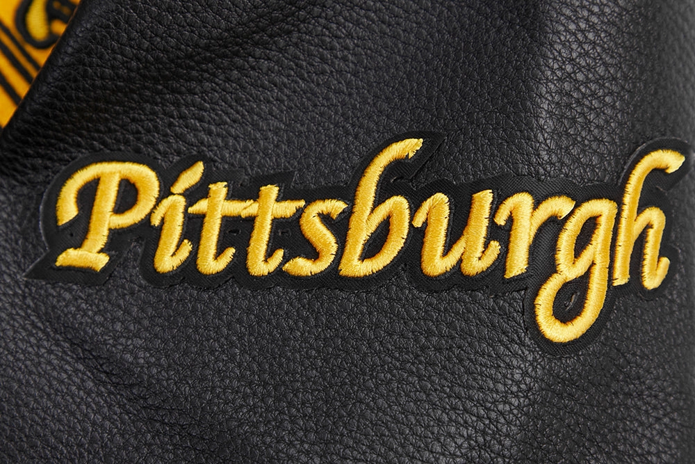 NFL PITTSBURGH STEELERS RETRO CLASSIC WOMEN'S RIB WOOL VARSITY JACKET (BLACK/YELLOW)