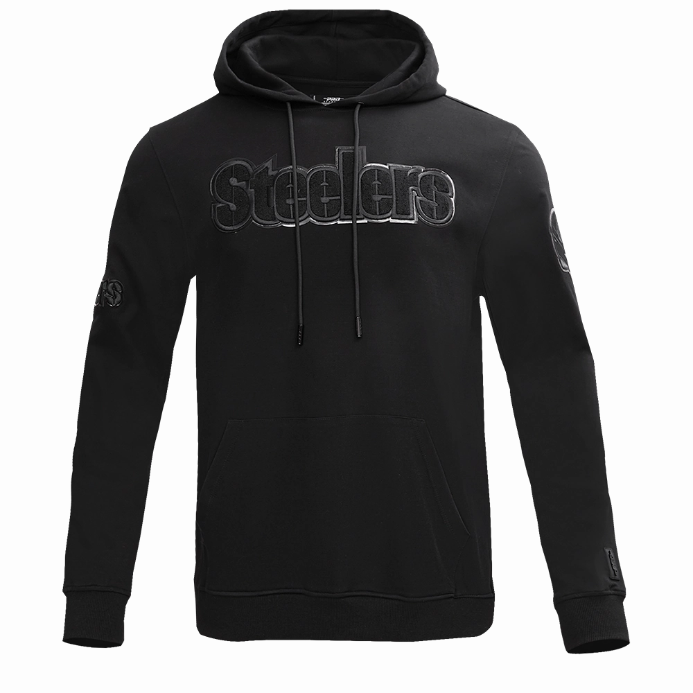 NFL PITTSBURGH STEELERS TRIPLE BLACK MEN'S PULLOVER HOODIE (TRIPLE BLACK)