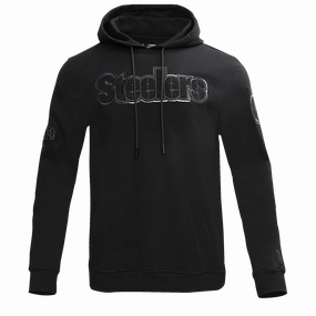 NFL PITTSBURGH STEELERS TRIPLE BLACK MEN'S PULLOVER HOODIE (TRIPLE BLACK)