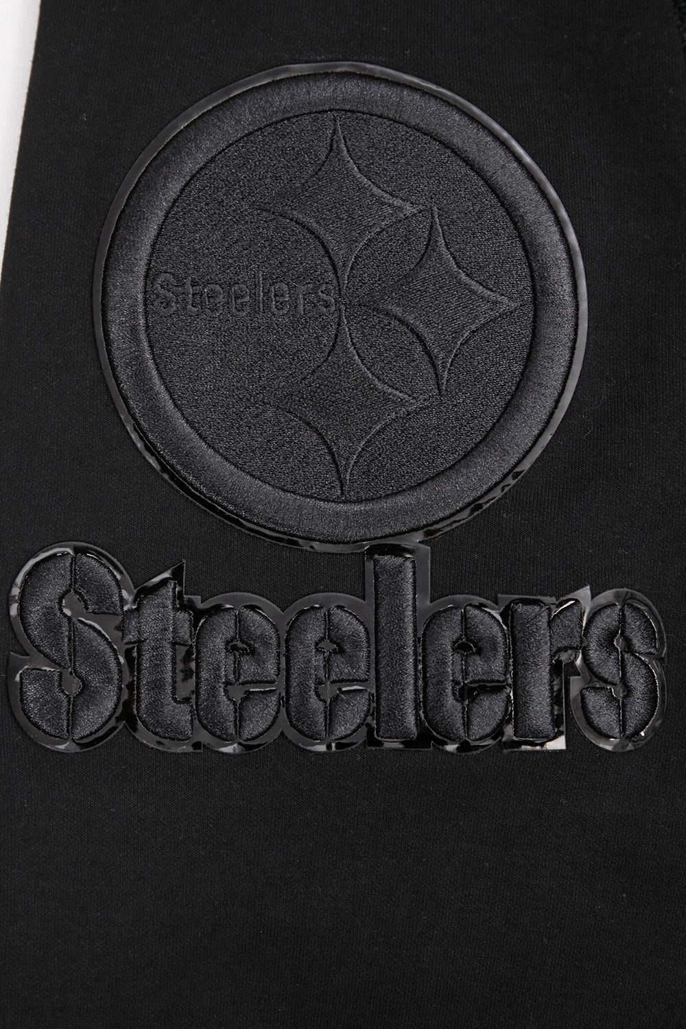 NFL PITTSBURGH STEELERS TRIPLE BLACK MEN'S PULLOVER HOODIE (TRIPLE BLACK)