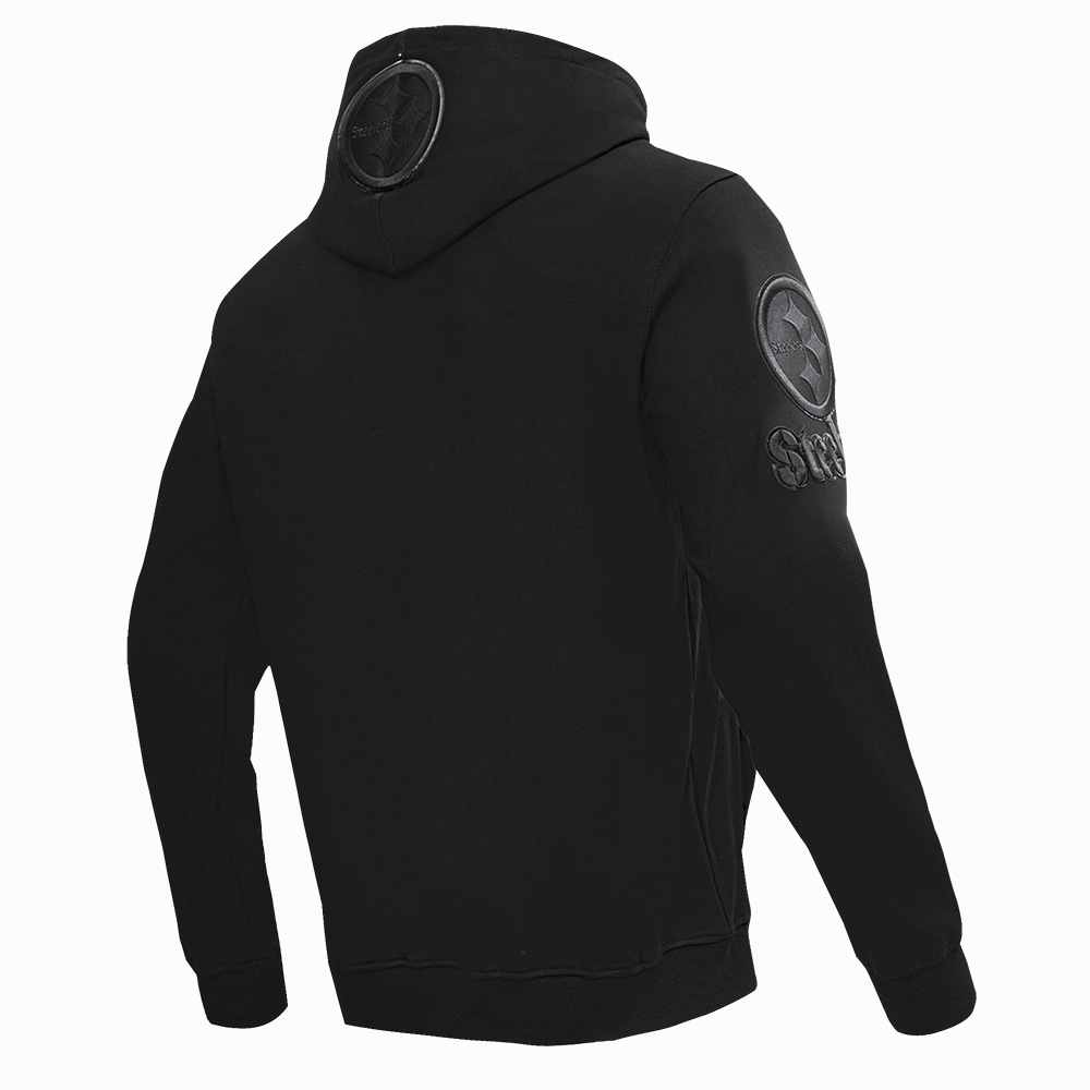 NFL PITTSBURGH STEELERS TRIPLE BLACK MEN'S PULLOVER HOODIE (TRIPLE BLACK)