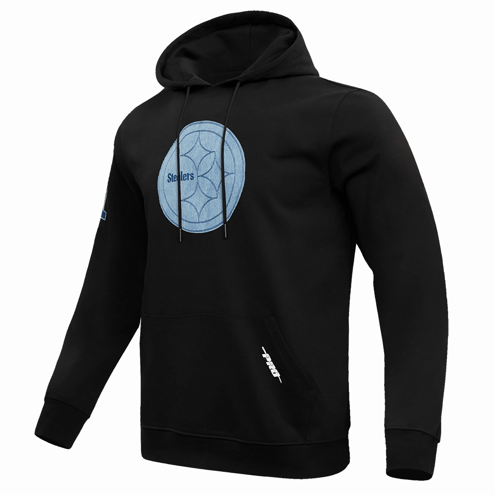 NFL PITTSBURGH STEELERS VARSITY BLUES MEN'S PULLOVER HOODIE (BLACK)